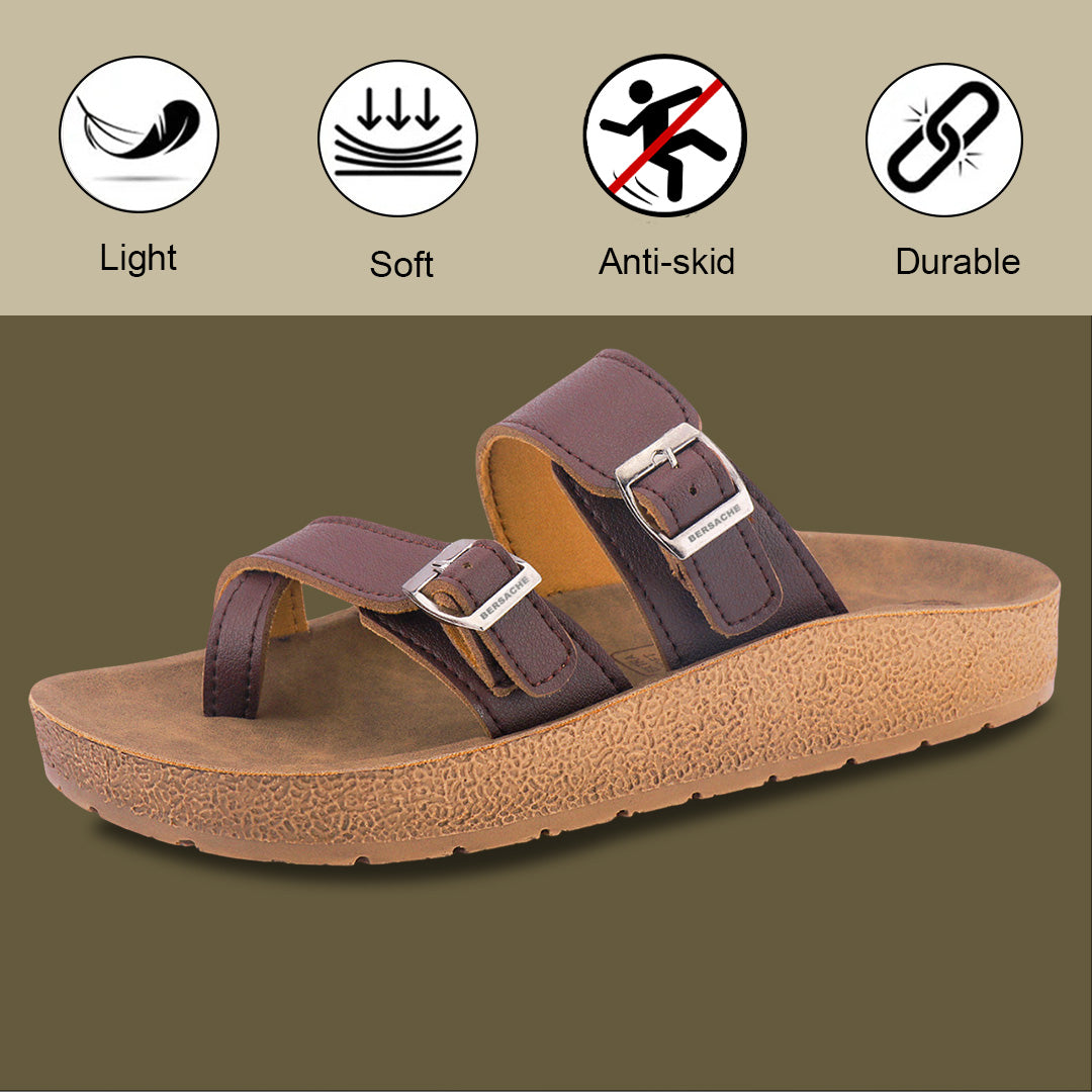 Bersache Extra Soft Classic Casual with Back Strap Regular wear with Ultra Soft & Flexibility Technology Flip-Flop for Men's/ Boy's-(Brown-6224)