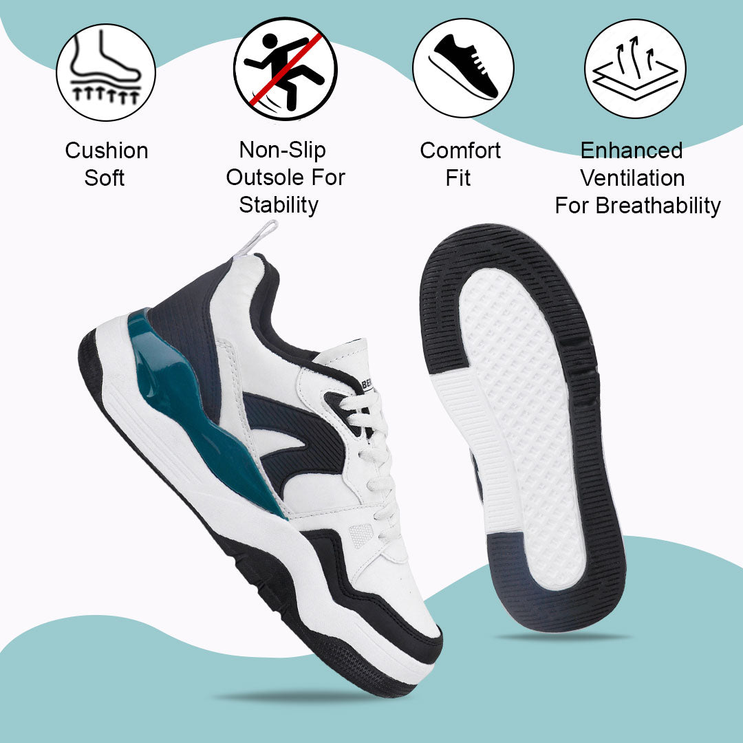 Bersache Casual Sneaker shoe for Men| Soft Cushioned Insole , Slip-Resistance Casuals For Men (White-9223).