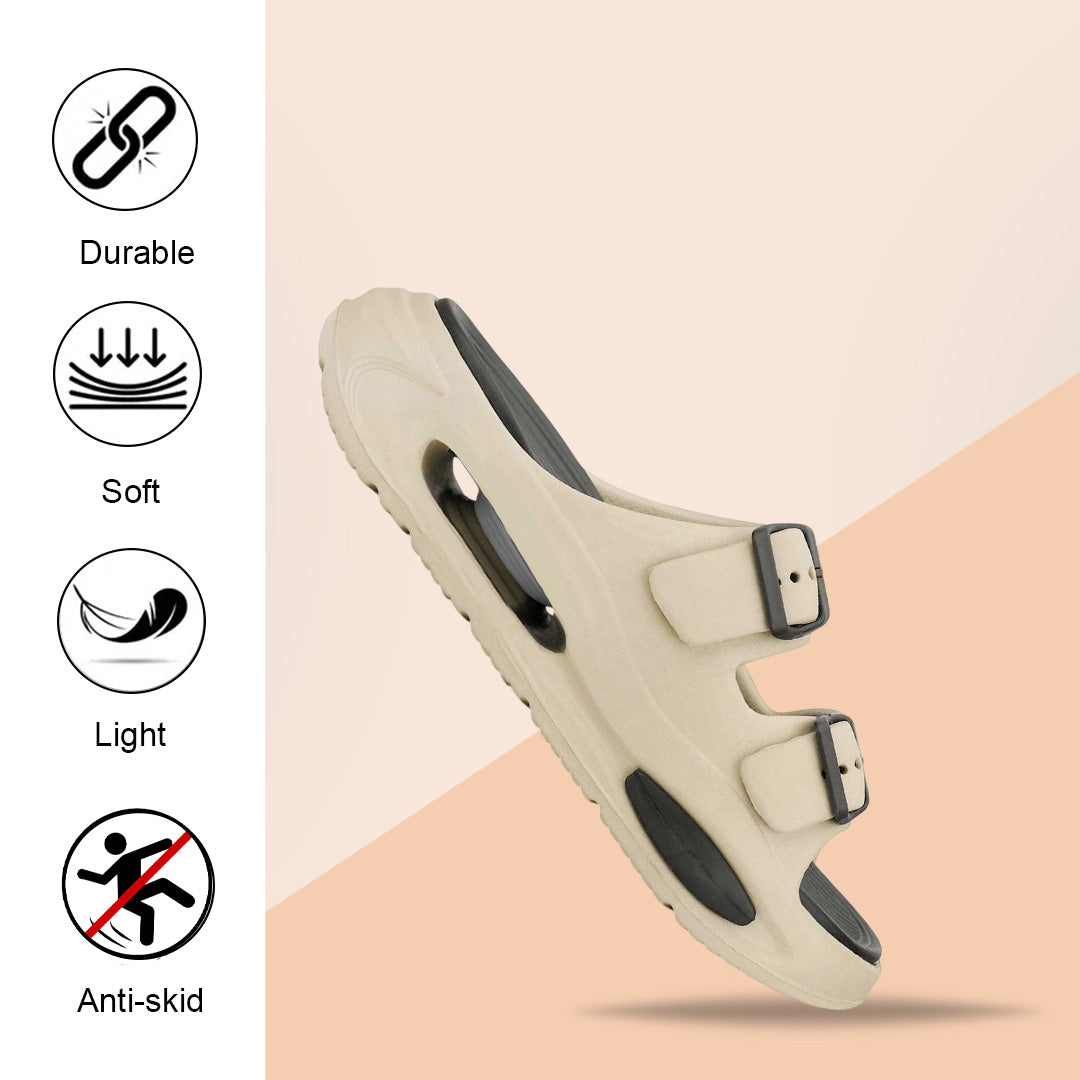 Bersache Extra Soft Classic Casual  with Regular wear with Ultra Soft & Flexibility Technology Sandals for Men's-(6346-Beige & Black)