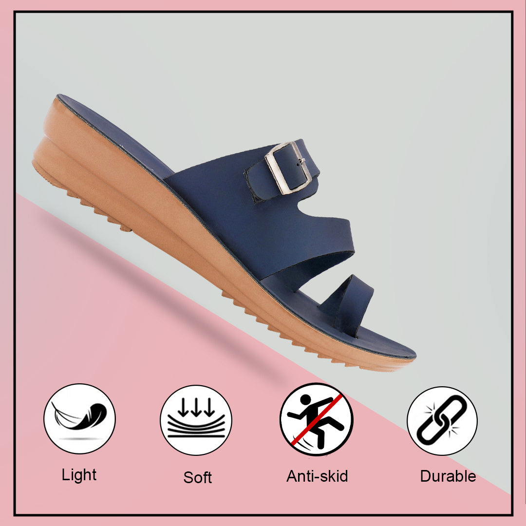 Bersache Extra Soft Classic Casual with  Regular wear with Ultra Soft & Flexibility Technology Slipper For Women's & Girl's-(6244-Navy-Blue)