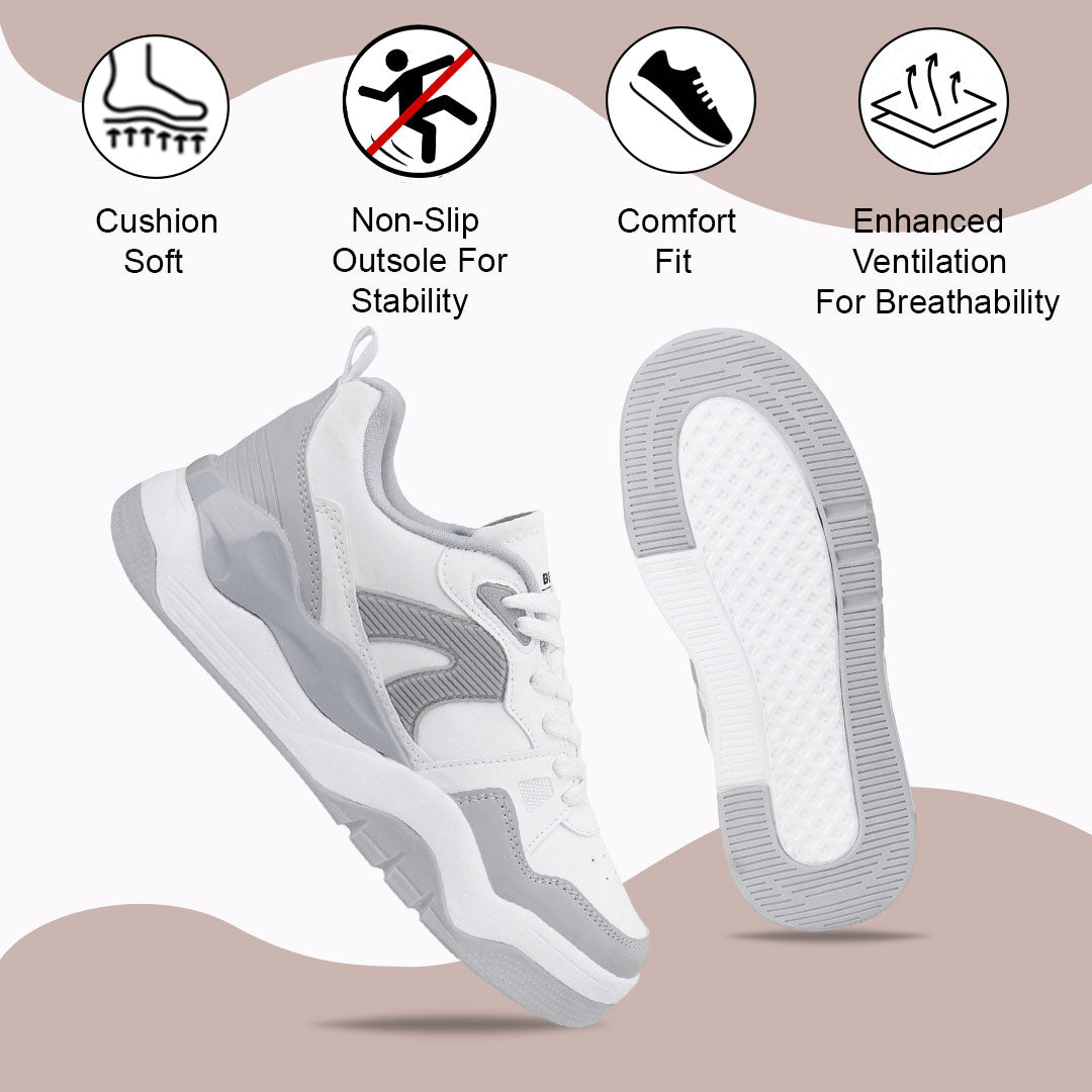 Bersache Casual Sneaker shoe for Men| Soft Cushioned Insole , Slip-Resistance Casuals For Men (White-9222).