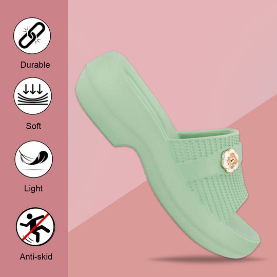 Bersache Extra Soft Classic Casual  with Regular wear with Ultra Soft & Flexibility Technology Sandals for Women's-(6293-Green)