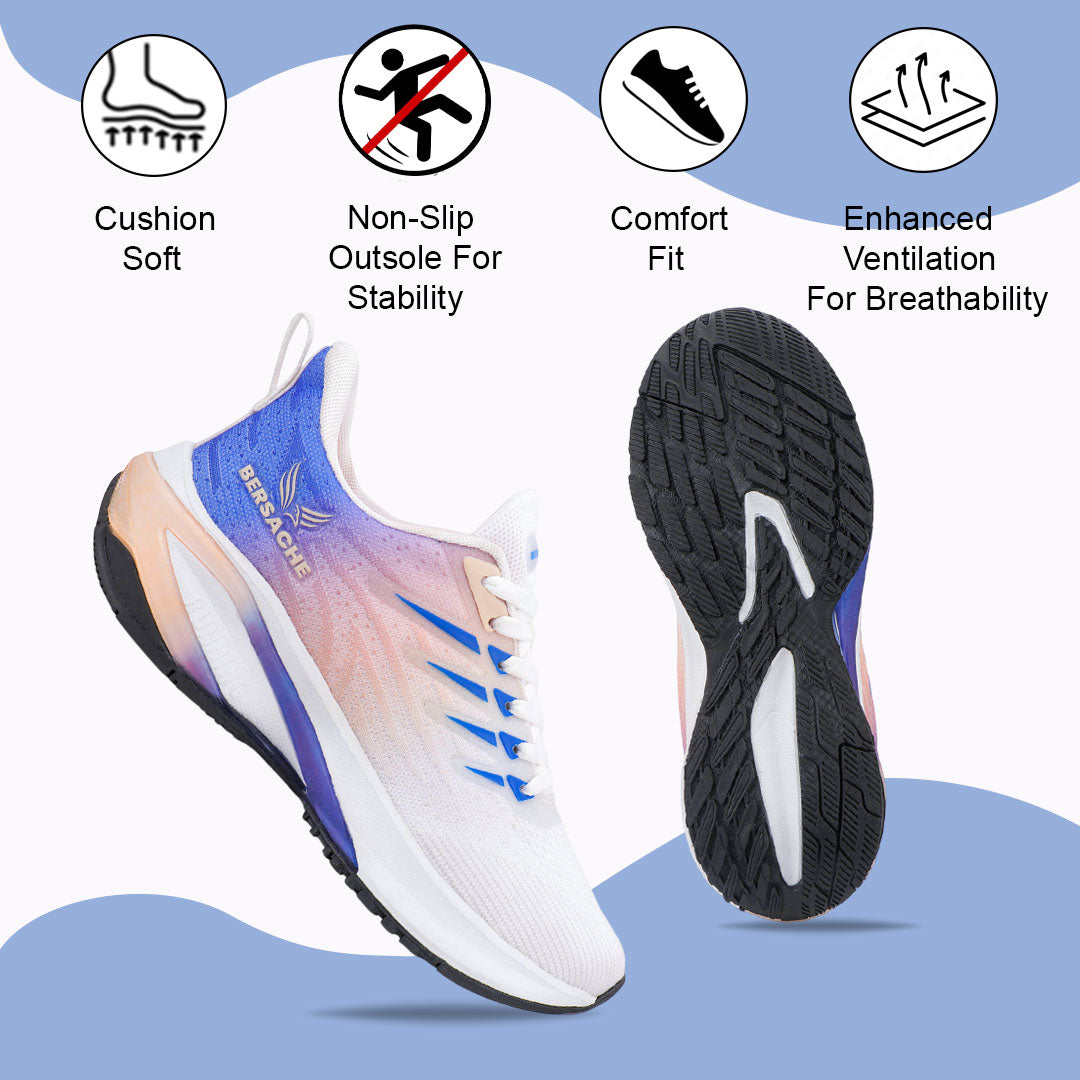 Bersache Casual Sneaker shoe for Men| Soft Cushioned Insole , Slip-Resistance Casuals For Men (Blue-White-9212).