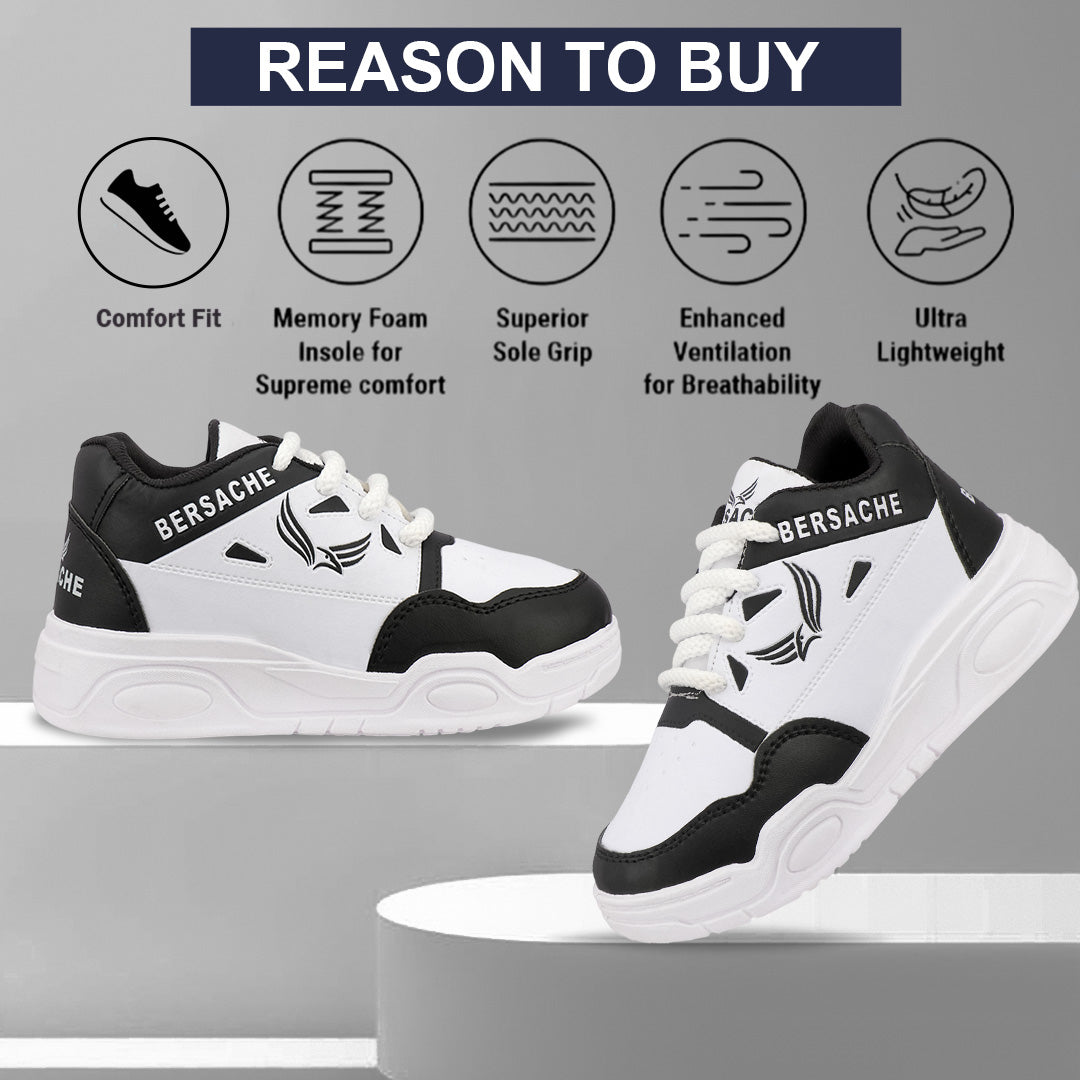 Bersache Casual Sneaker shoe for Kids|Soft Cushioned Insole,Slip-Resistance Casuals For Kids - Black-6278.