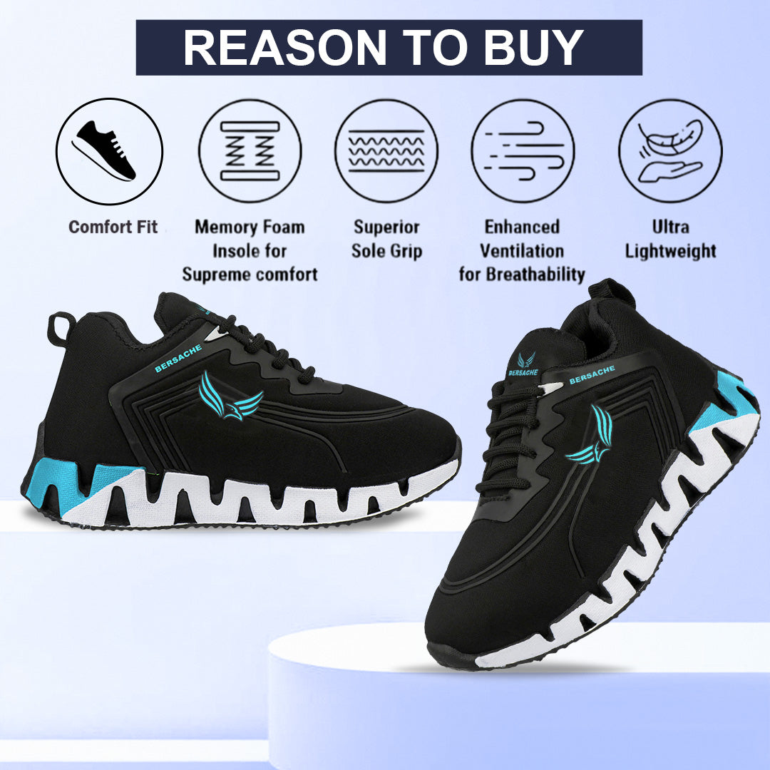 Bersache Casual Sneaker shoe for Kids|Soft Cushioned Insole,Slip-Resistance Casuals For Kids - Blue- 8099.