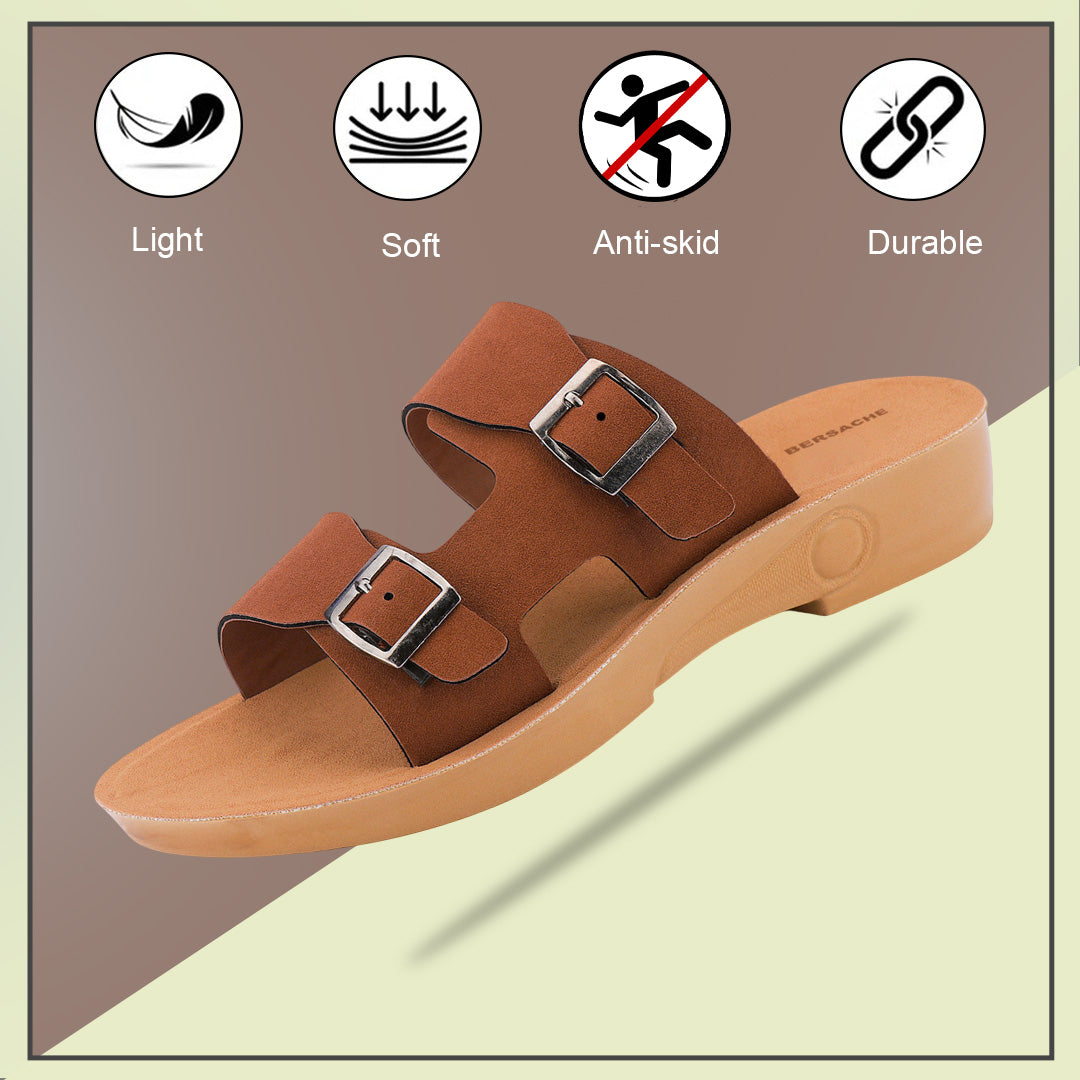 Bersache Extra Soft Classic Casual with  Regular wear with Ultra Soft & Flexibility Technology Sandal's For Women's & Girl's-Brown-6234