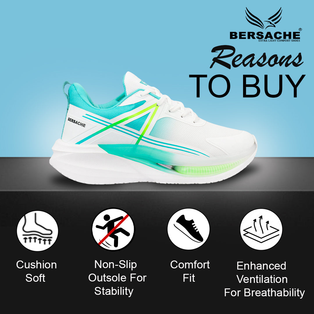 Bersache Premium Sports , Walking, Gym, Cricket, Trending  Running Shoes For Men's (Mint & White-9225)