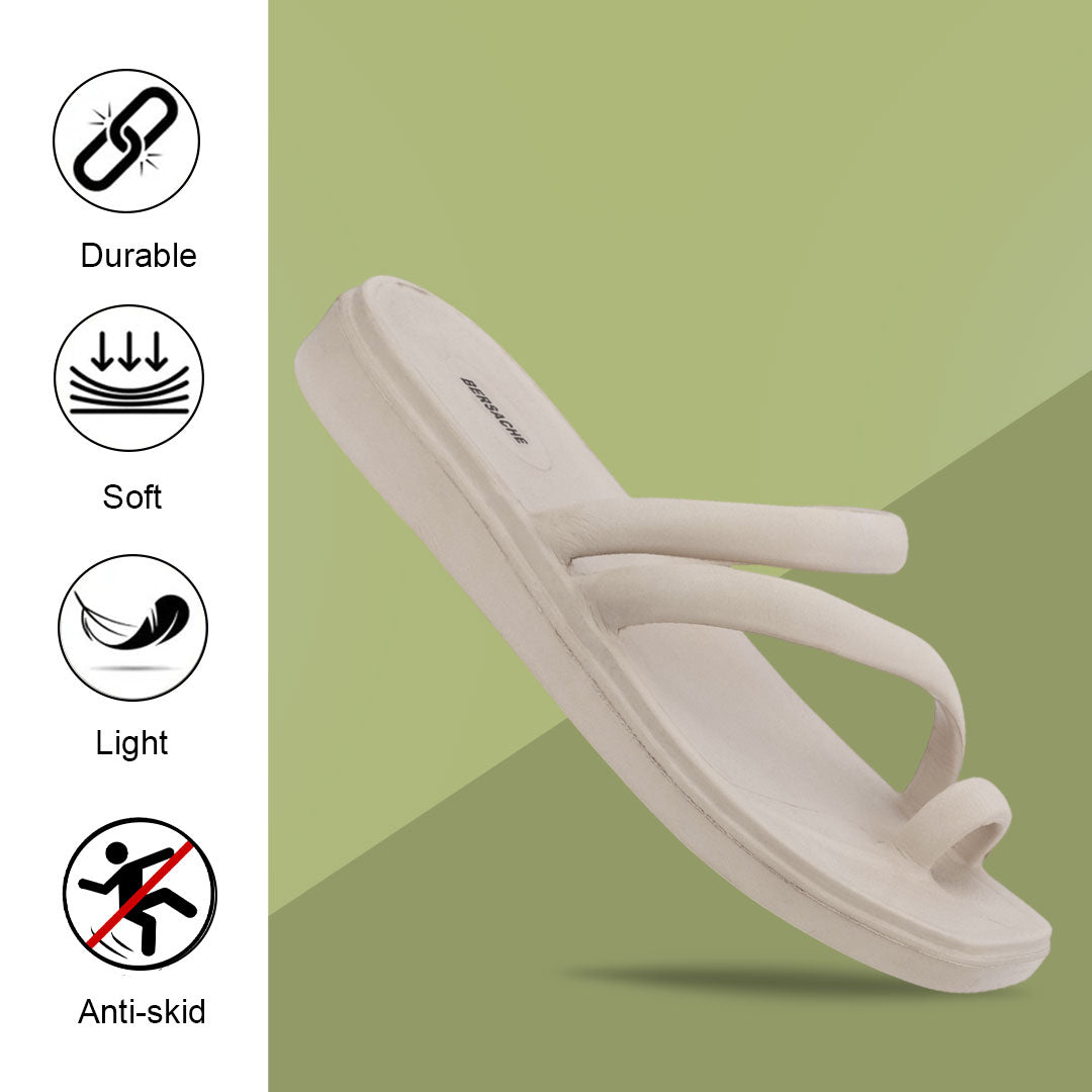 Bersache Extra Soft Classic Casual  with  Regular wear with Ultra Soft & Flexibility Technology Flip-Flop for Women's-(6304-Beige)