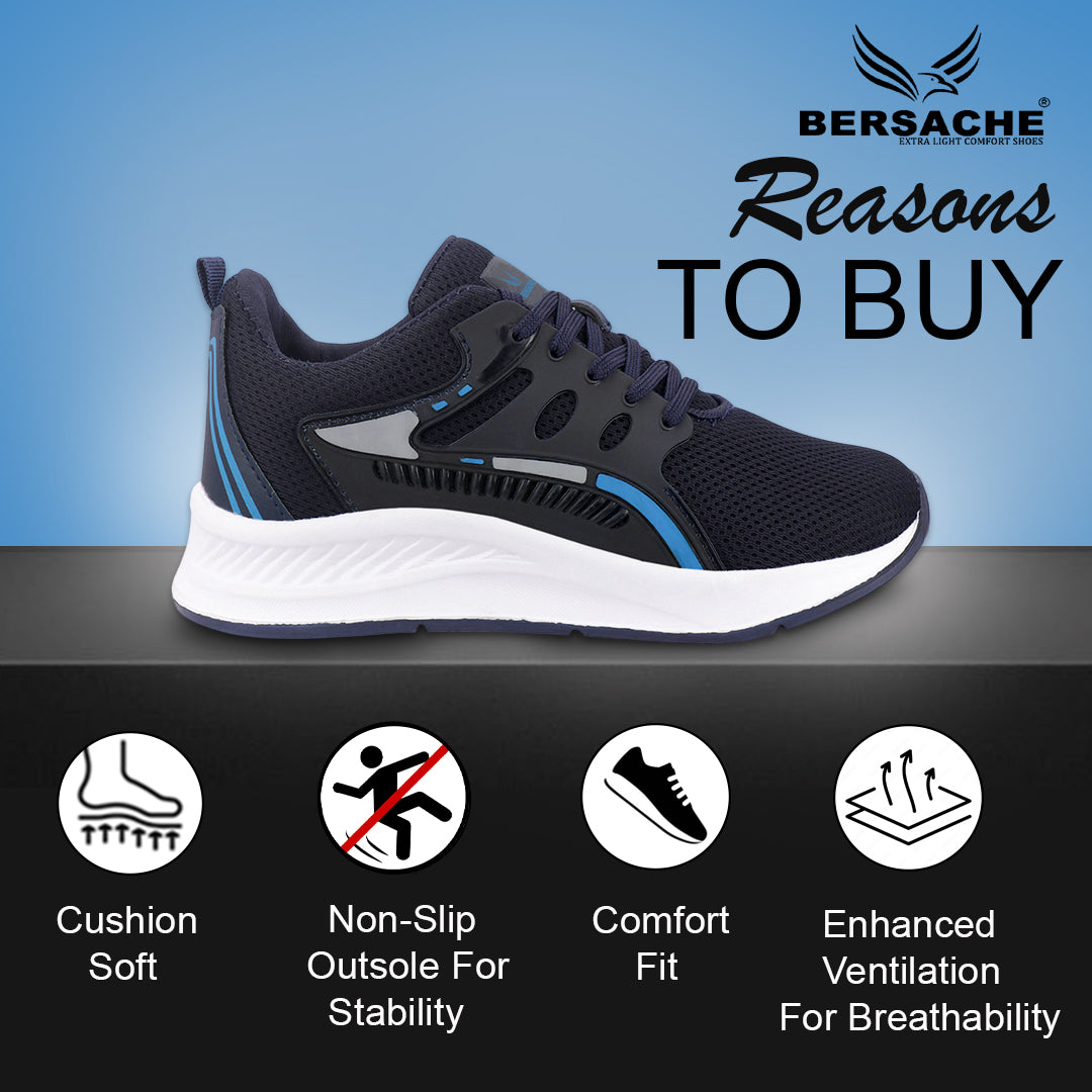 Bersache Premium Sports ,walking,Gym,cricket, Trending  Running Shoes For Men's (Dark-Blue-8129)