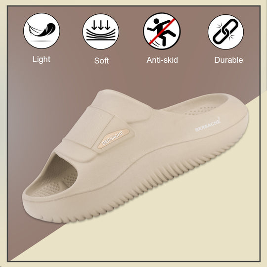 Bersache Extra Soft Classic Casual  with  Regular wear with Ultra Soft & Flexibility Technology Sandals for Men's-(6282-Beige)