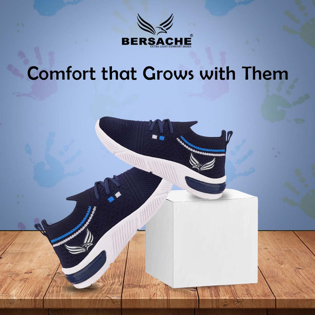 Bersache Premium Sports,walking,Gym,cricket,Trending Running Shoes For Kid's - Blue -8084.