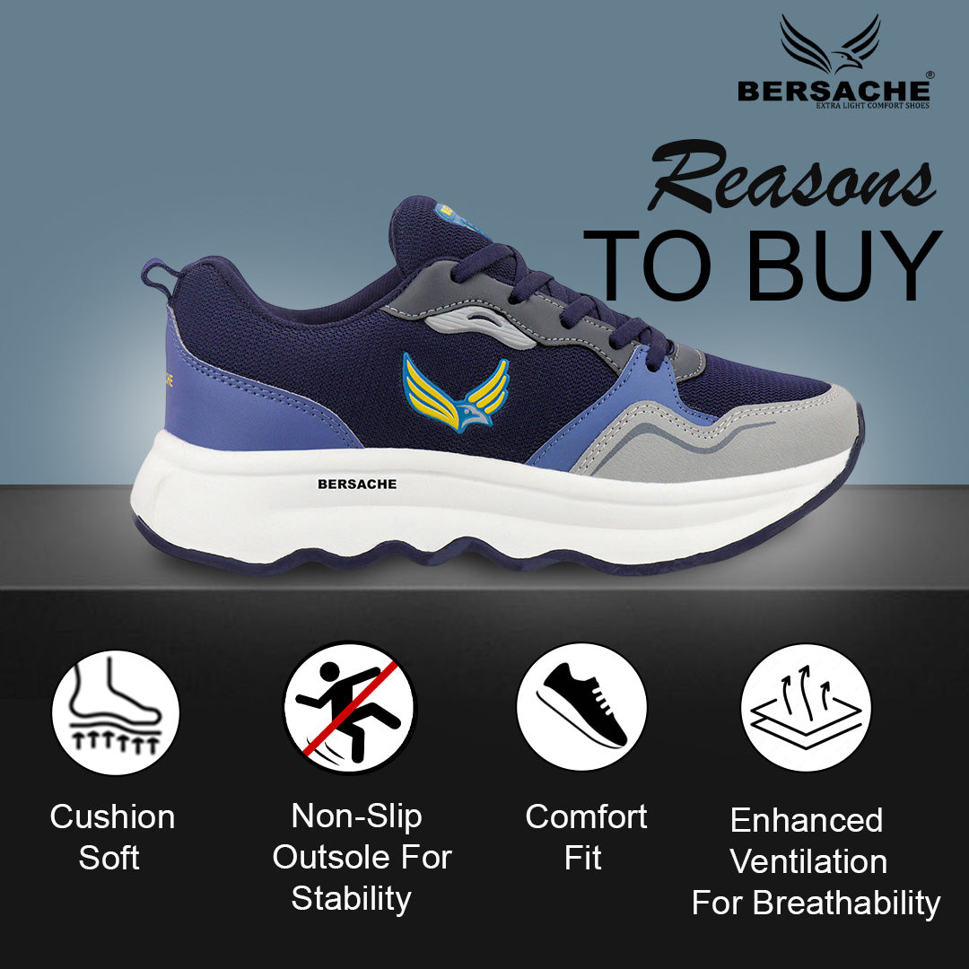 Bersache Premium Sports ,walking,Gym,cricket, Trending  Running Shoes For Men's (Gray-8150)