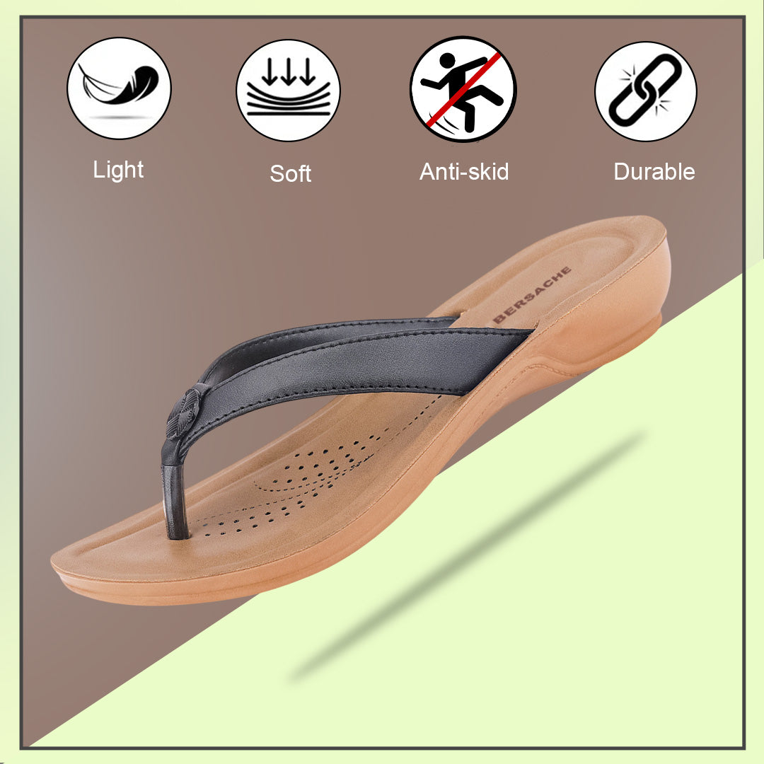 Bersache Extra Soft Classic Casual with  Regular wear with Ultra Soft & Flexibility Technology Sandal For Women's/Girl's-(Black-6229)