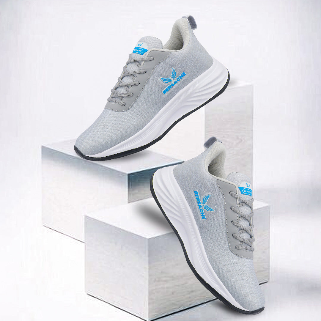 Bersache Lightweight Sports Running Shoes For Men Light Grey-8068