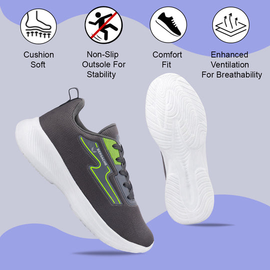 Bersache Premium Sports,Gym, Trending Stylish Running Shoes For Men (8086-Dark Grey)