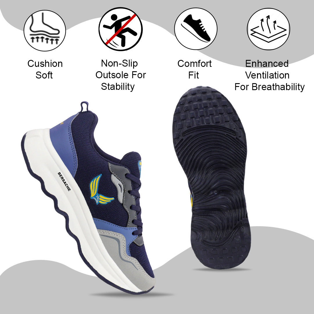 Bersache Casual Sneaker shoe for Men| Soft Cushioned Insole , Slip-Resistance Casuals For Men (Blue-8150)