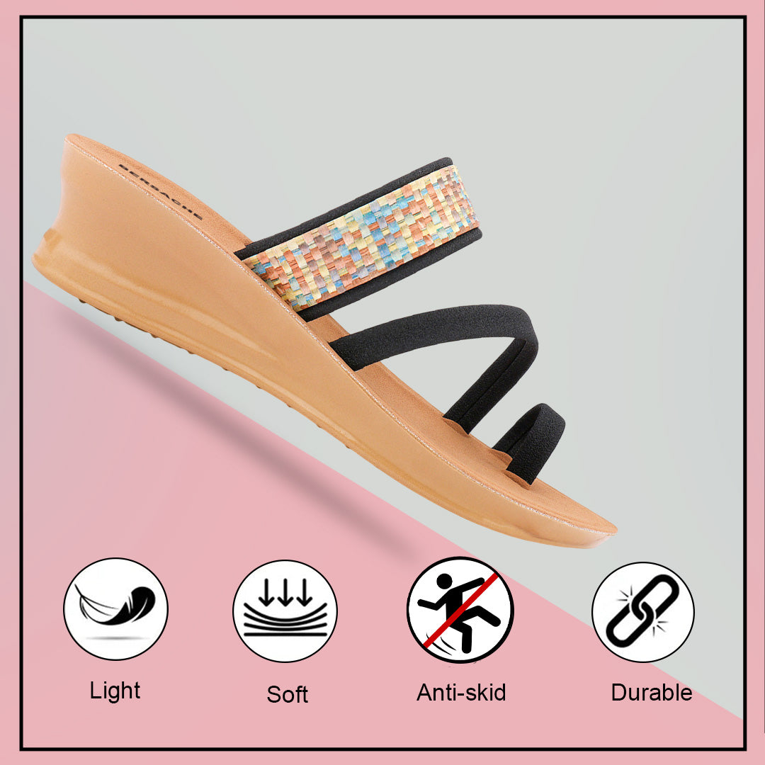 Bersache Extra Soft Classic Casual with  Regular wear with Ultra Soft & Flexibility Technology Slipper For Women's & Girl's-(6240-Black)