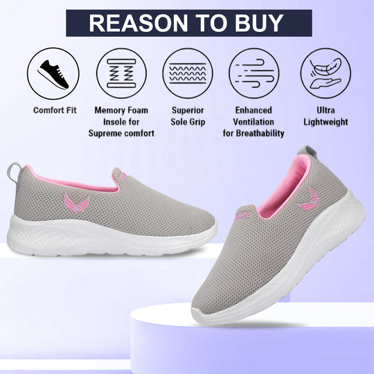 Bersache Sneaker, Loafers ,Casual with Extra comfort Sneaker Colour Changing shoes for Women (Grey-8098)
