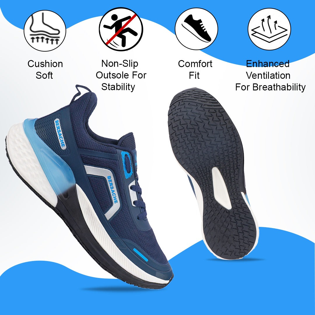 Bersache Premium Sports,Gym, Trending Stylish Running Shoes For Men (9205-Blue)