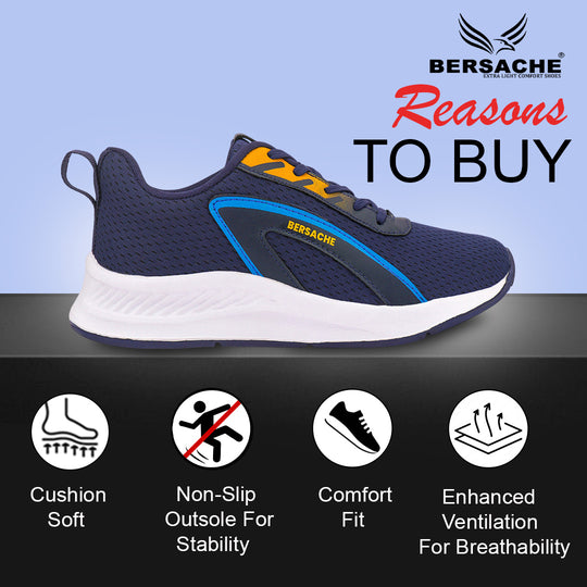 Bersache Premium Sports,Gym, Trending Stylish Running Shoes For Men (8089-Blue)