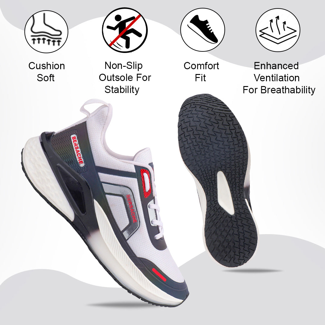Bersache Premium Sports,Gym, Trending Stylish Running Shoes For Men (9207-White)