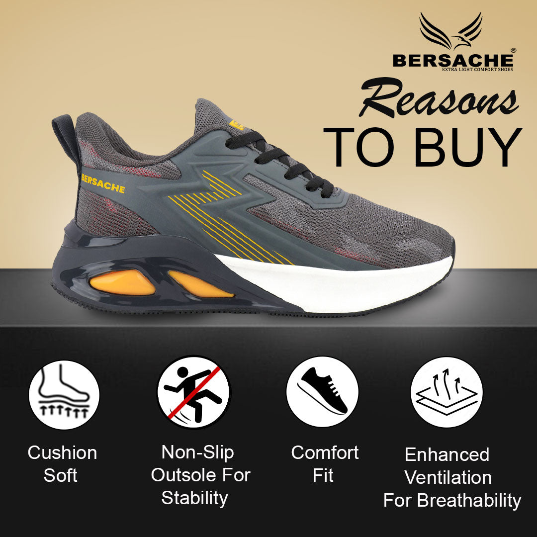 Bersache Premium Sports ,walking,Gym,cricket, Trending  Running Shoes For Men's (Grey-9217)
