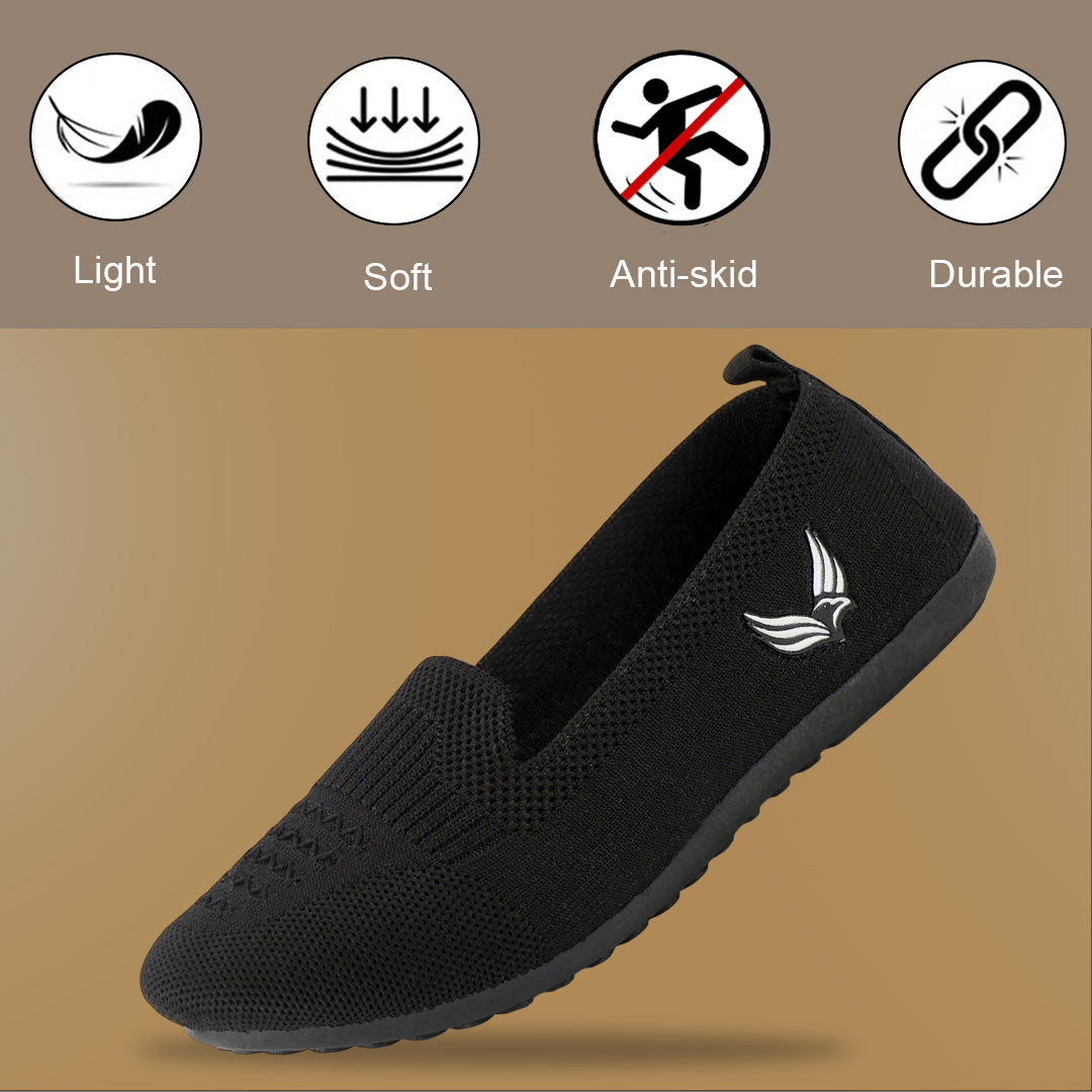 BERSACHE Women's Belly – Lightweight, Breathable & Comfortable Daily Wear Shoes(Black-6275).