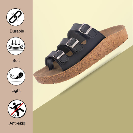 Bersache Extra Soft Classic Casual with Back Strap Regular wear with Ultra Soft & Flexibility Technology Flip-Flop for Men's/ Boy's-(Black-6223)