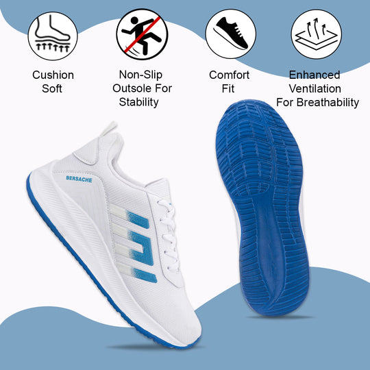 Bersache Casual Sneaker shoe for Men| Soft Cushioned Insole , Slip-Resistance Casuals For Men (White-8133)