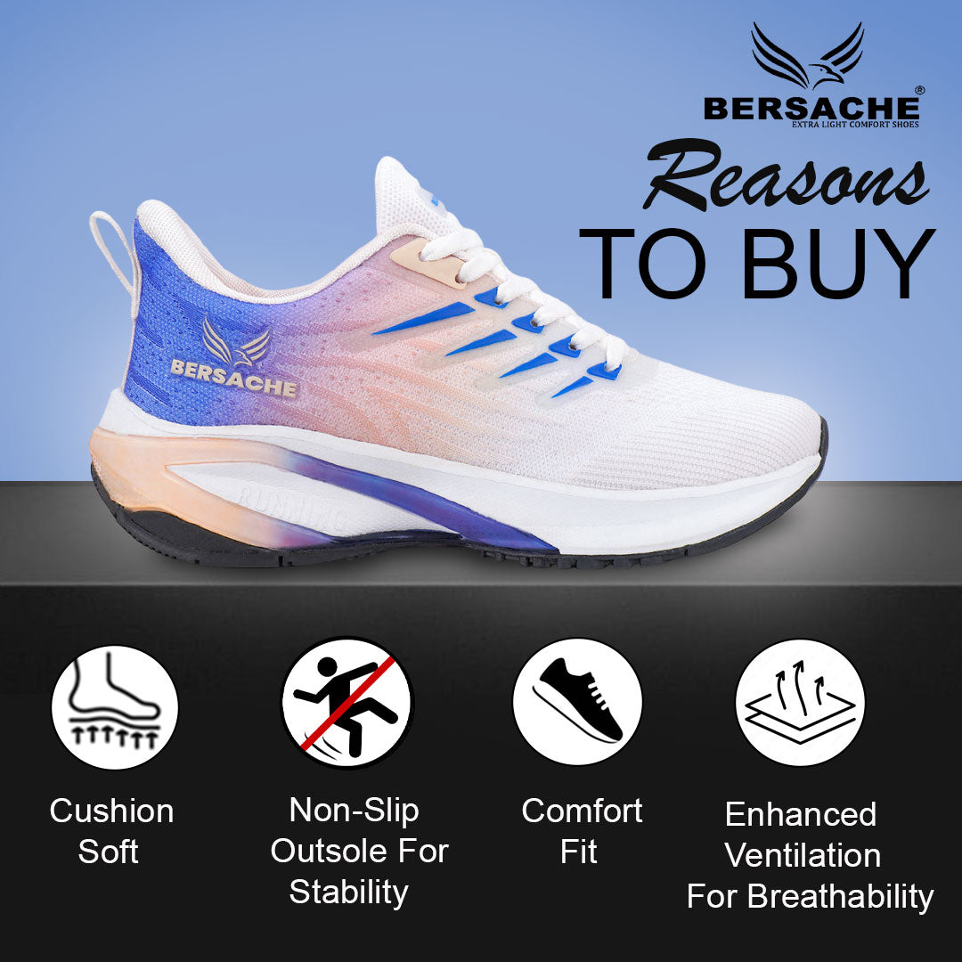 Bersache Premium Sports ,walking,Gym,cricket, Trending  Running Shoes For Men's (Blue-White-9212)