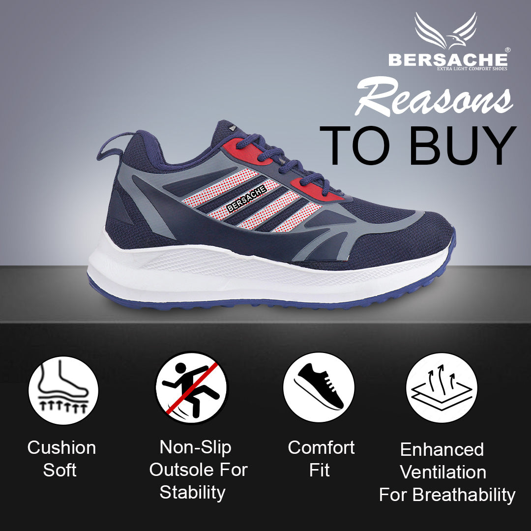 Bersache Lightweight Casual Sneaker Shoes For Men Blue-8072