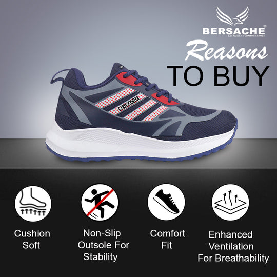 Bersache Lightweight Casual Sneaker Shoes For Men Blue-8072