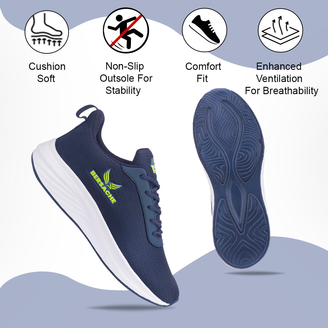 Bersache Lightweight Casual Sneaker Shoes For Men Blue-8069