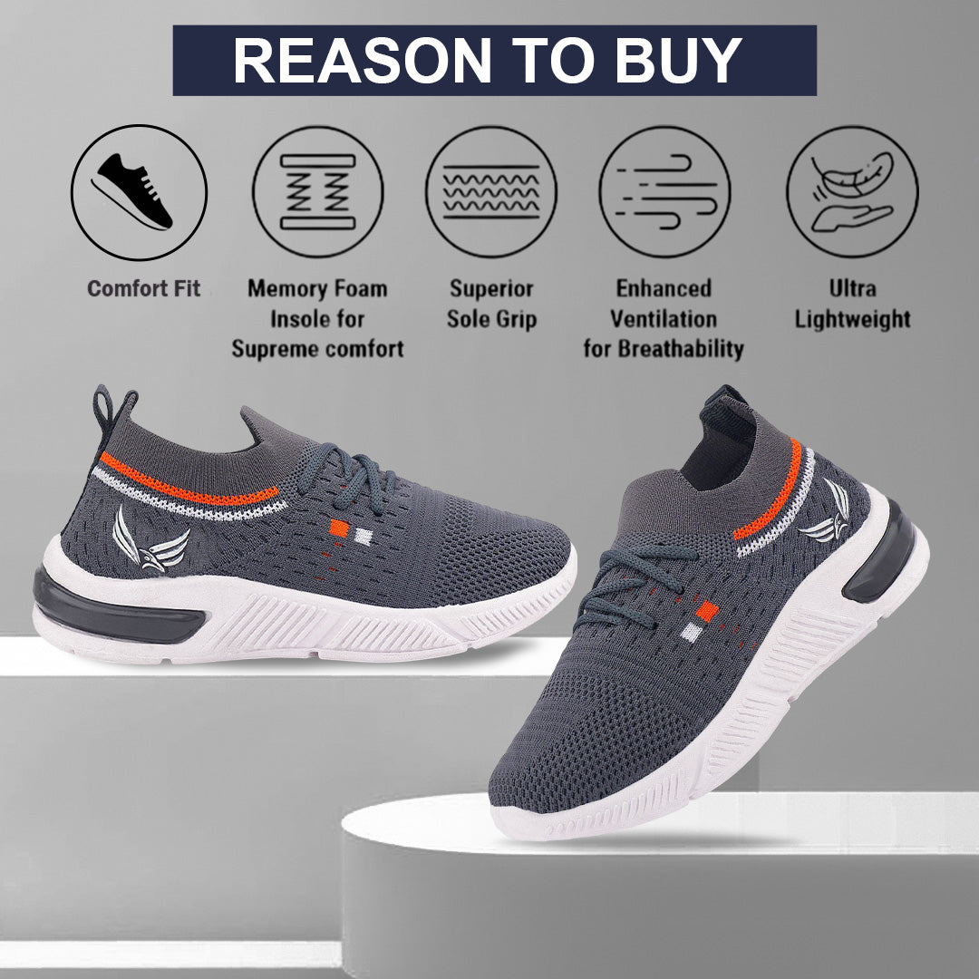 Bersache Casual Sneaker shoe for Kids|Soft Cushioned Insole,Slip-Resistance Casuals For Kids - Grey -8083.