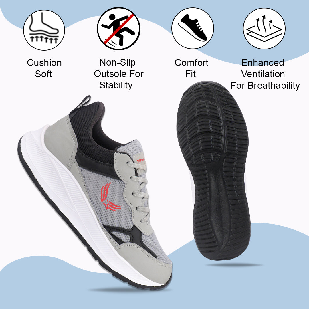 Bersache Casual Sneaker shoe for Men| Soft Cushioned Insole , Slip-Resistance Casuals For Men (Gray-8124)