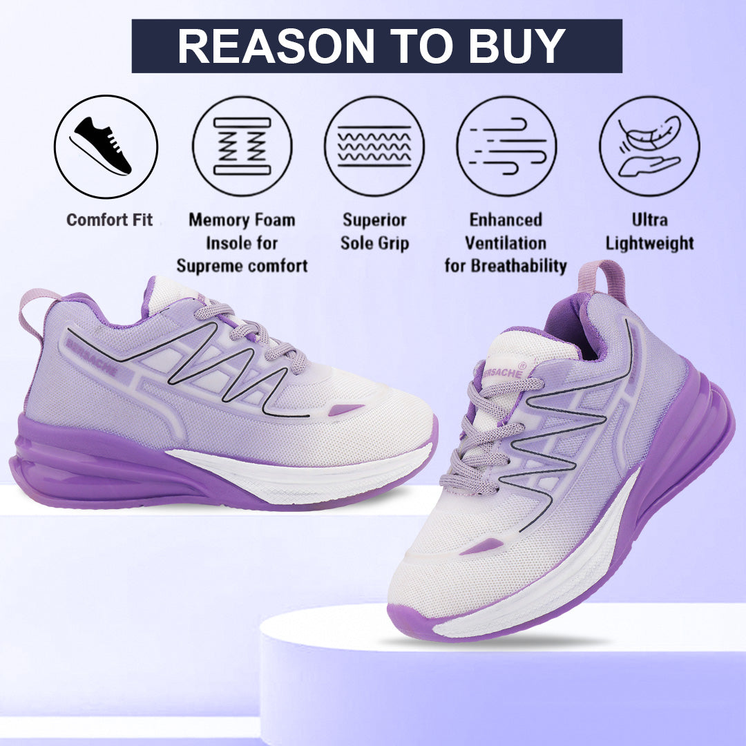 Bersache Casual Sneaker shoe for Kids|Soft Cushioned Insole,Slip-Resistance Casuals For Kids - Purple - 8087.