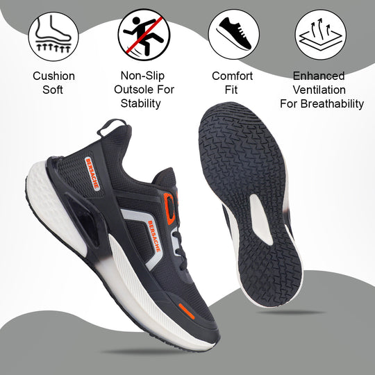 Bersache Premium Casual,Gym, Trending Stylish Running Shoes For Men (9206-Black)