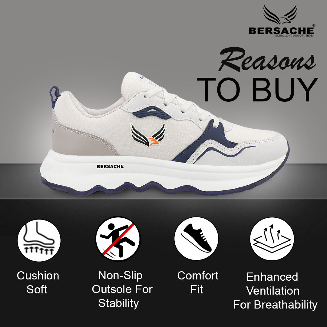 Bersache Premium Sports ,walking,Gym,cricket, Trending  Running Shoes For Men's (Gray-White-8149).