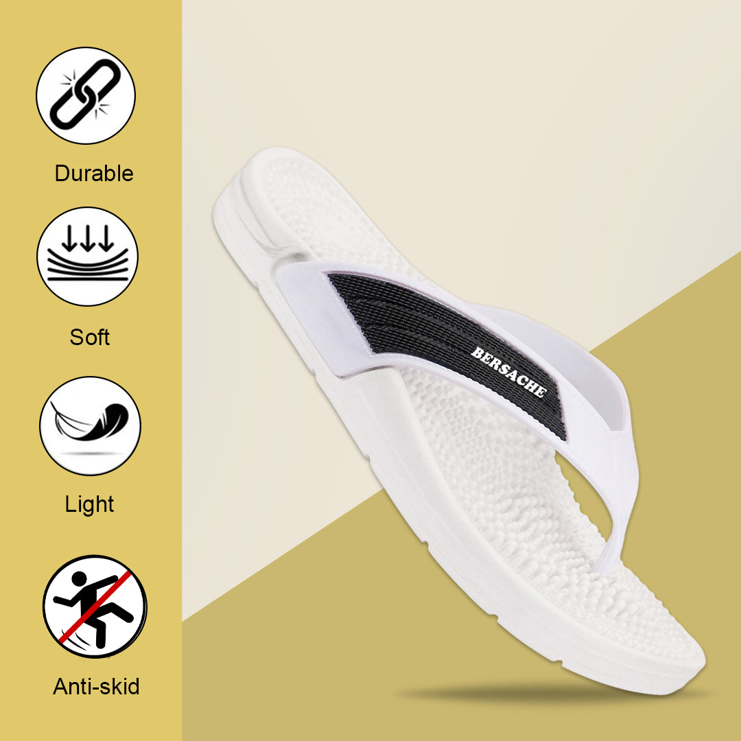 Bersache Extra Soft Classic Casual  with  Regular wear with Ultra Soft & Flexibility Technology Flip-Flop for Men's-(6338-White).