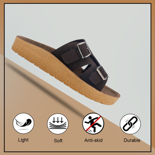 Bersache Extra Soft Classic Casual with  Regular wear with Ultra Soft & Flexibility Technology Sandal for Men's & Boy's-Dark Brown-6219
