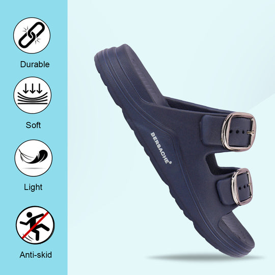 Bersache Extra Soft Classic Casual CHAPPAL with  Regular wear with Ultra Soft & Flexibility Technology  Slippers for Men's-(6285-Navy-Blue)