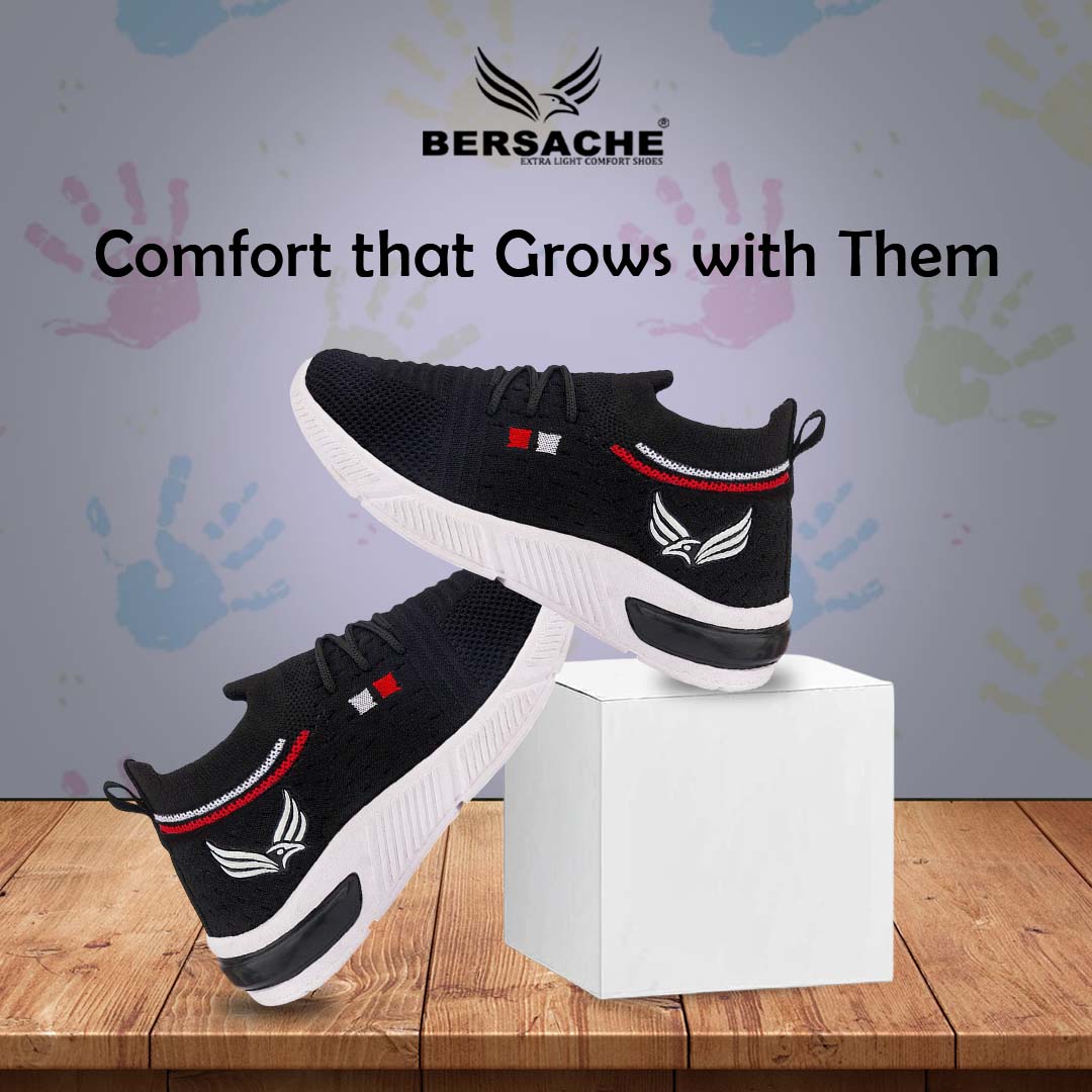 Bersache Premium Sports,walking,Gym,cricket,Trending Running Shoes For Kid's - Black -8082.