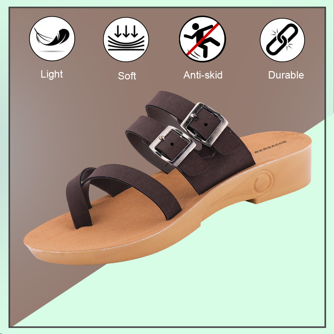 Bersache Extra Soft Classic Casual with  Regular wear with Ultra Soft & Flexibility Technology Sandal's For Women's & Girl's-(6239-Black)