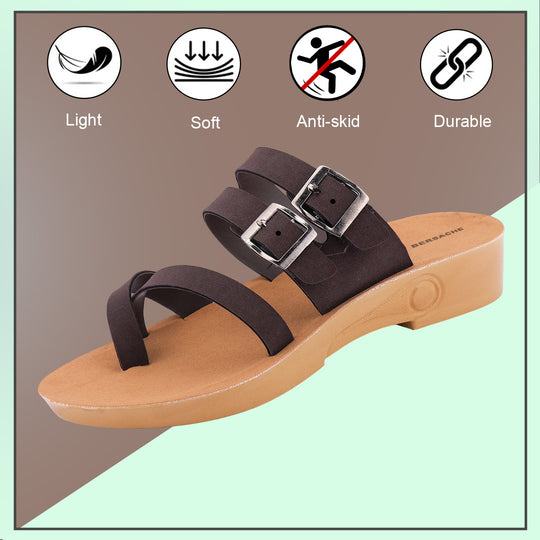 Bersache Extra Soft Classic Casual with  Regular wear with Ultra Soft & Flexibility Technology Sandal's For Women's & Girl's-(6239-Black)