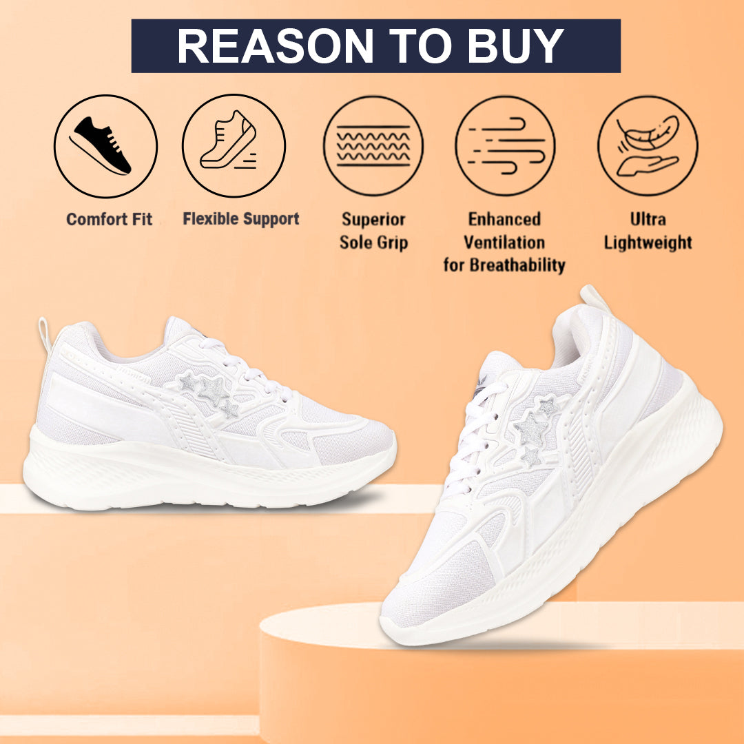 Bersache Casual Sneaker shoe for Women| Soft Cushioned Insole , Slip-Resistance Casuals For Women's-(8173-White)