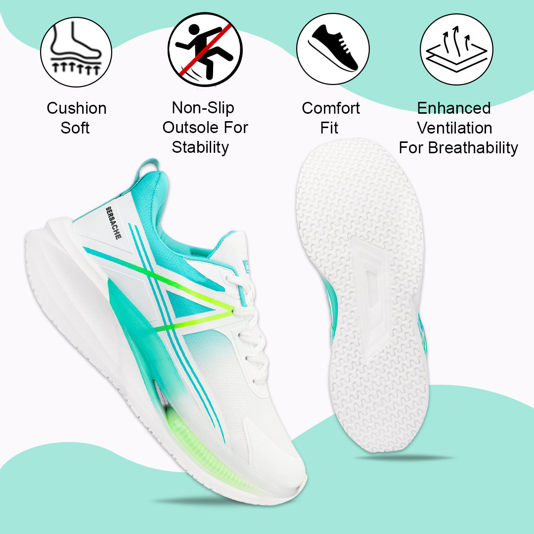 Bersache Casual Sneaker shoe for Men| Soft Cushioned Insole , Slip-Resistance Casuals For Men (Mint & White-9225)