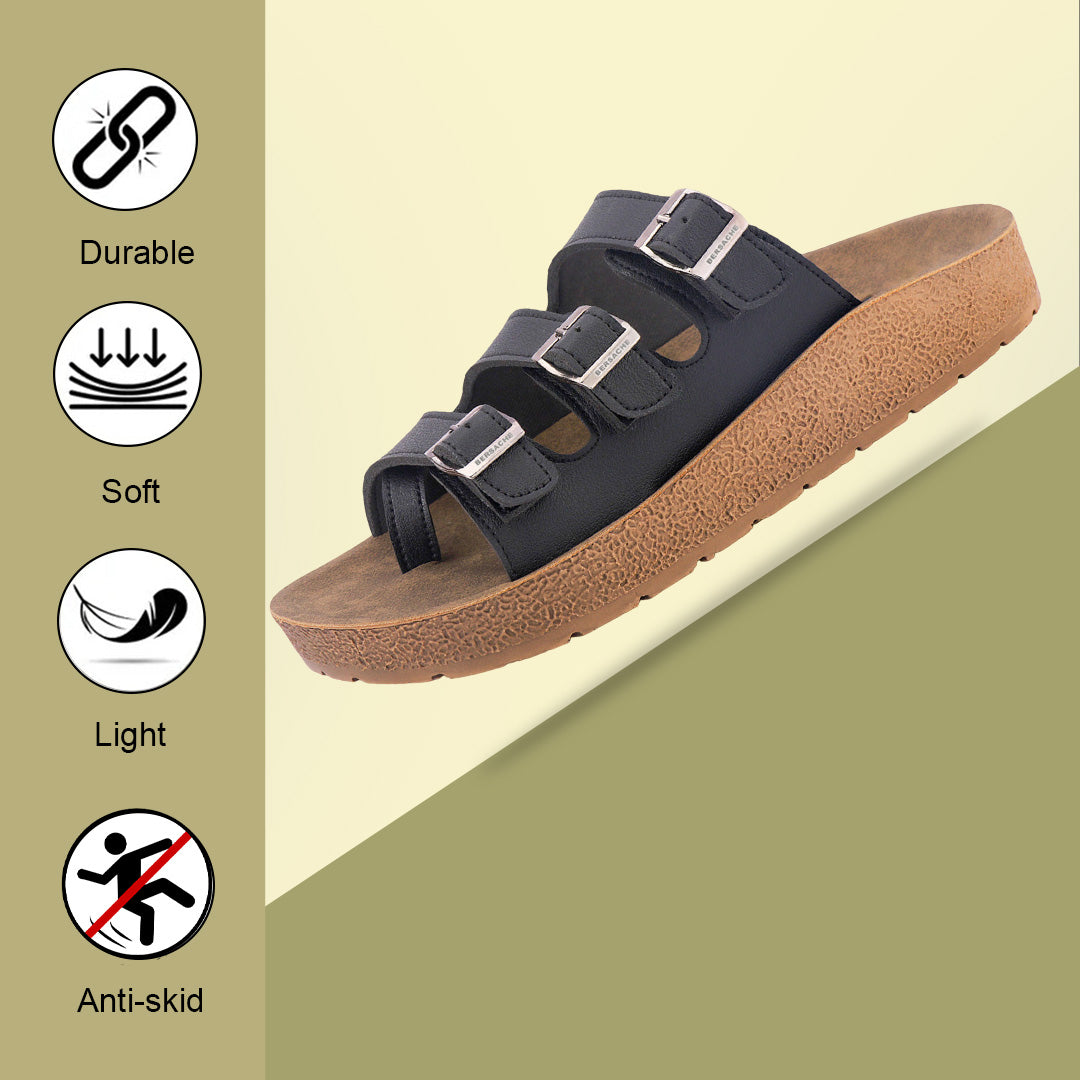 Bersache Extra Soft Classic Casual with  Regular wear with Ultra Soft & Flexibility Technology Sandal For Men's & Boy's-Black-6223