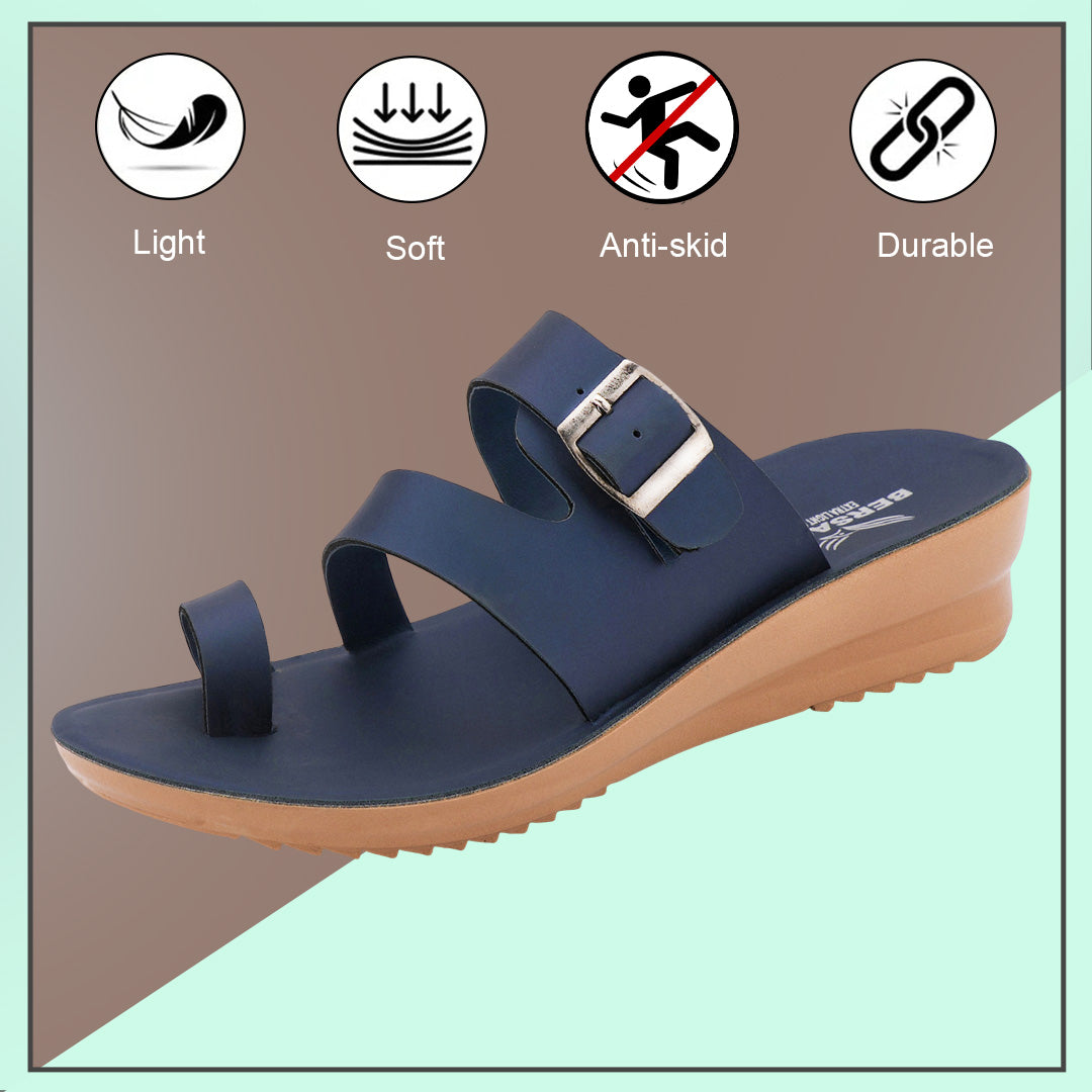 Bersache Extra Soft Classic Casual with  Regular wear with Ultra Soft & Flexibility Technology Sandal's For Women's & Girl's-(6244-Navy-blue)