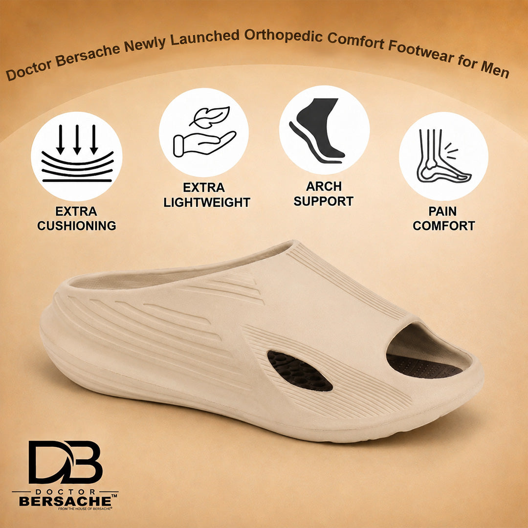 Doctor Bersache Newly Launched Orthopedic Comfort Slider for Men | Diabetic Friendly | Extra Cushioning | Arch Support | Pain | White DS104 .