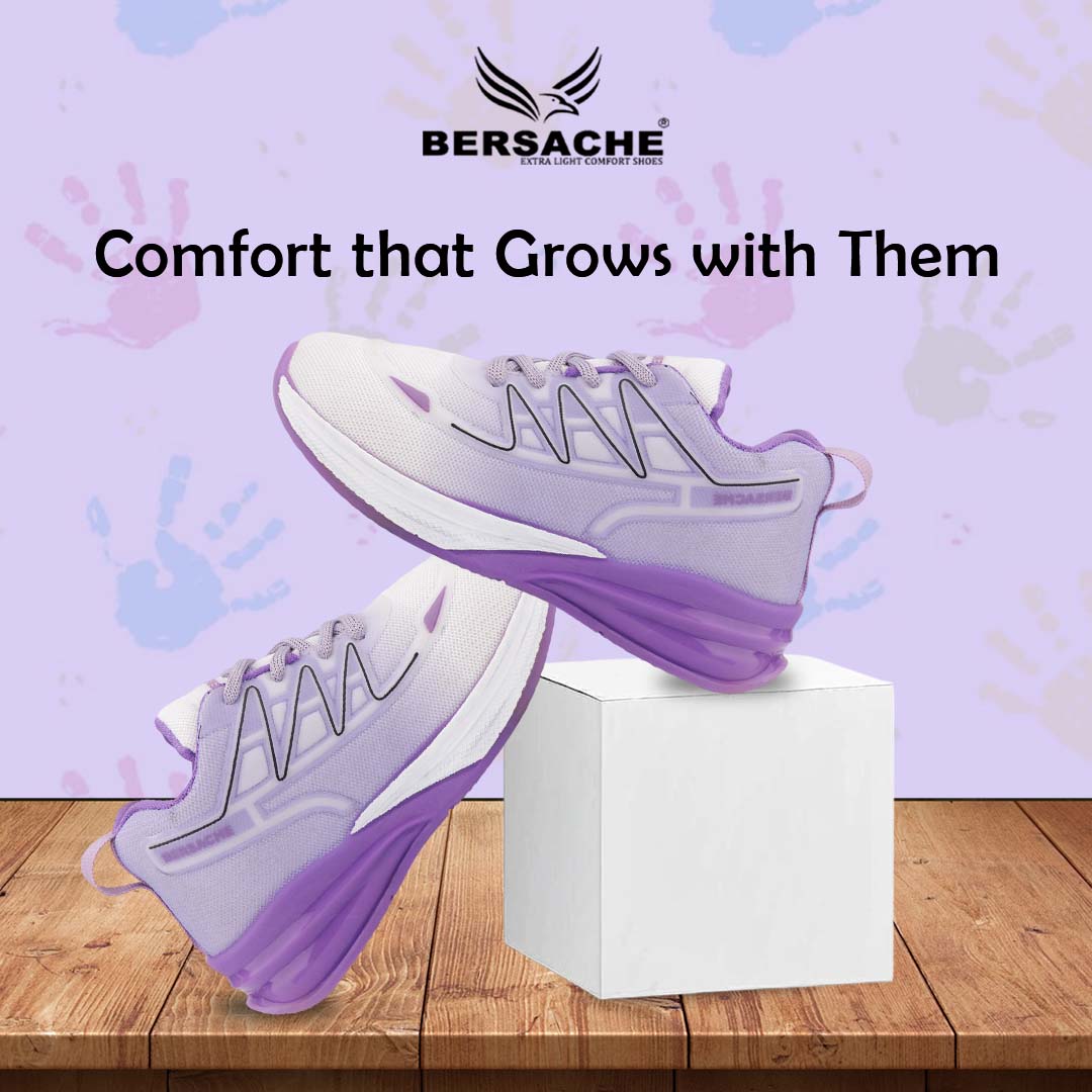 Bersache Premium Sports,walking,Gym,cricket,Trending Running Shoes For Kid's - Purple -8087.